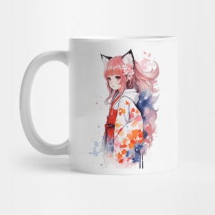 Kawaii baby in Kitsune fox kimono Mug